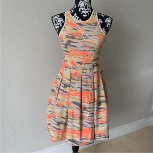 Parker Size Medium Orange Camouflage A-Line Racerback Sleeveless Dress Medium